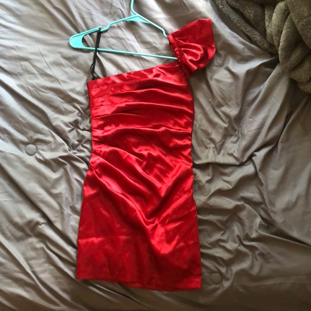 Formal red satin dress